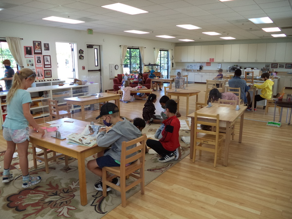 Children in a Montessori classroom using their Discipline Skills