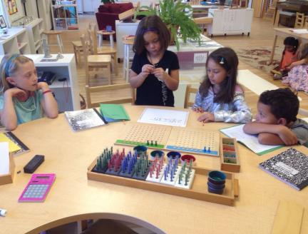 Montessori Elementary kids collaborating