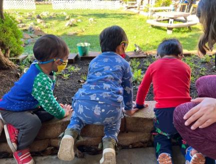 Toddlers at a Montessori Preschool in San Diego playing after being dropped off