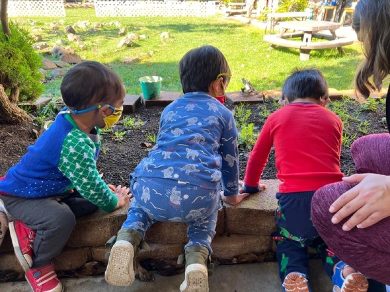 Toddlers at a Montessori Preschool in San Diego playing after being dropped off