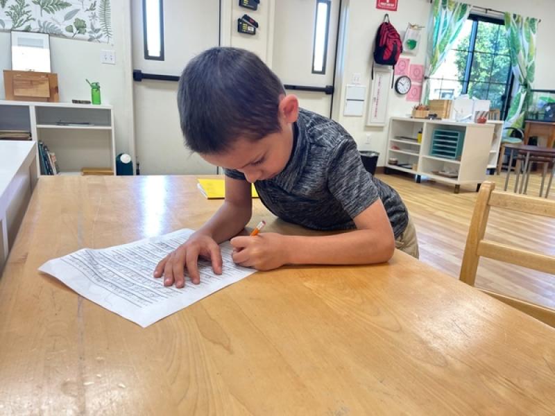 Child with many skill sets having confidence in a San Diego Montessori school