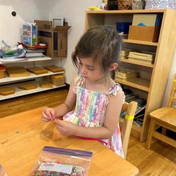 Montessori Transitional Kindergarten Child Learning at Lifetime Montessori School in San Diego