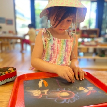 Montessori Transitional Kindergarten Child Learning at Lifetime Montessori School in San Diego