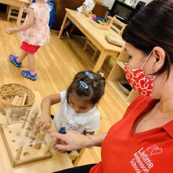 Preschooler working at Lifetime Montessori School 
