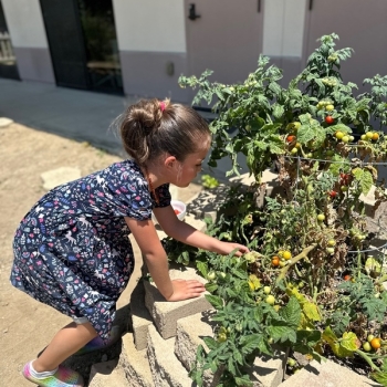 Elementary Child gardening at Lifetime Montessori School in San Diego