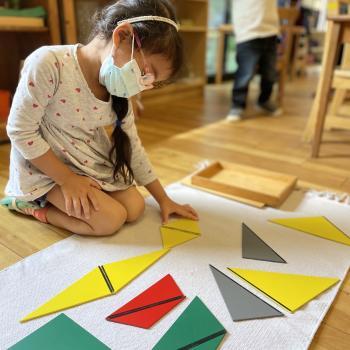 Montessori primary child working at Lifetime Montessori School in San Diego