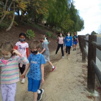 Montessori Elementary school In-Person Learning Hiking Trails together