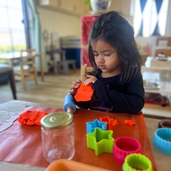 Montessori Transitional Kindergarten Child Learning at Lifetime Montessori School in San Diego