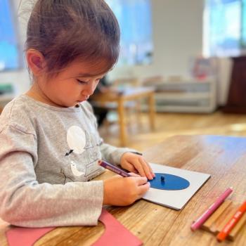 montessori primary child working at Lifetime Montessori School in San Diego