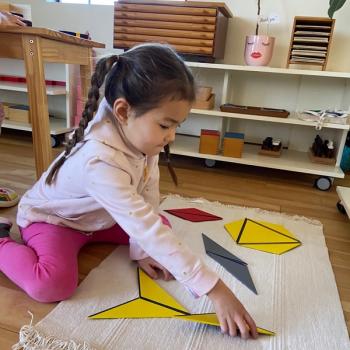 montessori primary child working at Lifetime Montessori School in San Diego