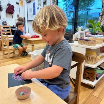 Montessori primary child working at Lifetime Montessori School in San Diego